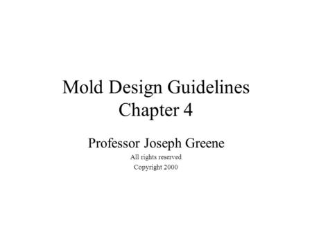 Mold Design Guidelines Chapter 4