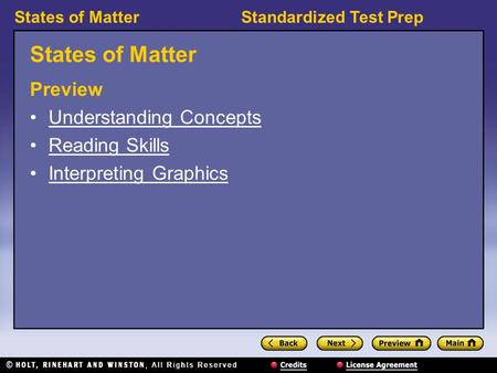 States of Matter Preview Understanding Concepts Reading Skills
