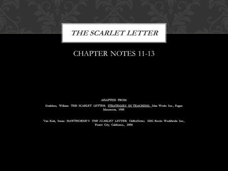 The Scarlet Letter CHAPTER NOTES ADAPTED FROM: