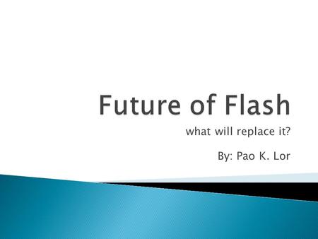 What will replace it? By: Pao K. Lor.  What is flash  History  Type of flash  Roles  Pros  Cons  What replace flash  Future of flash  Flash code:.NET.