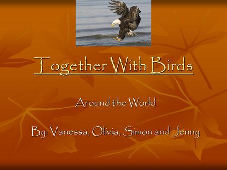 Together With Birds Around the World By: Vanessa, Olivia, Simon and Jenny.