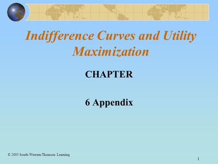 Indifference Curves and Utility Maximization