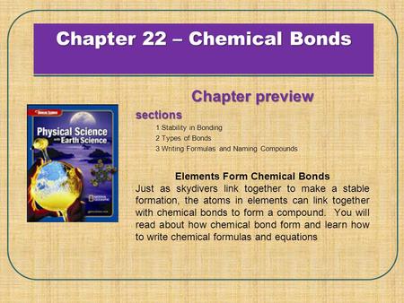Chapter 22 – Chemical Bonds