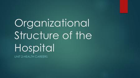 Organizational Structure of the Hospital