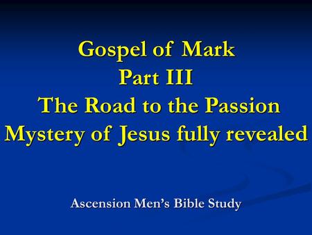 Ascension Men’s Bible Study
