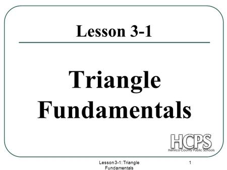 Triangle Fundamentals