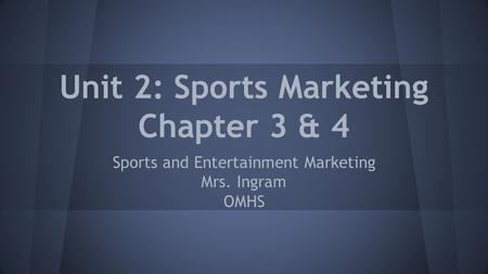 Ch 3: The Sports Market.
