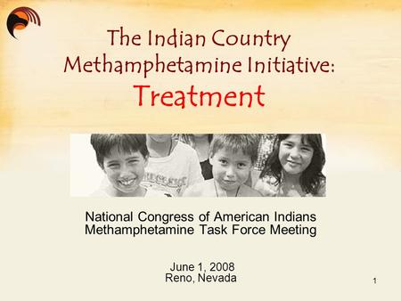 National Congress of American Indians Methamphetamine Task Force Meeting June 1, 2008 Reno, Nevada The Indian Country Methamphetamine Initiative: Treatment.
