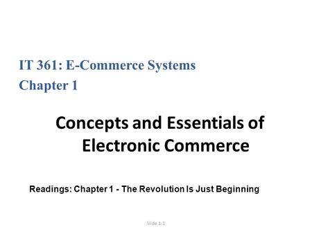 Concepts and Essentials of Electronic Commerce