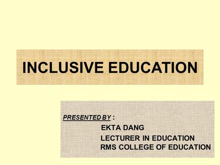 LECTURER IN EDUCATION RMS COLLEGE OF EDUCATION