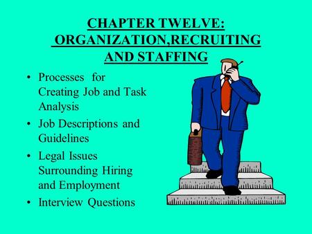 CHAPTER TWELVE: ORGANIZATION,RECRUITING AND STAFFING
