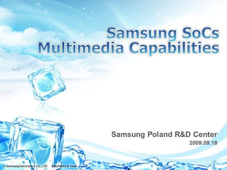 Samsung Poland R&D Center 2009.09.18. 2 © Samsung Electronics Co., LTD S/W Platform Team | Ver.DateDescriptionAuthorReviewer 0.12009/09/18Initial VersionMarek.