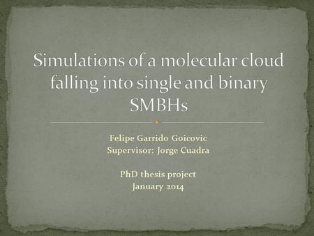 Felipe Garrido Goicovic Supervisor: Jorge Cuadra PhD thesis project January 2014.