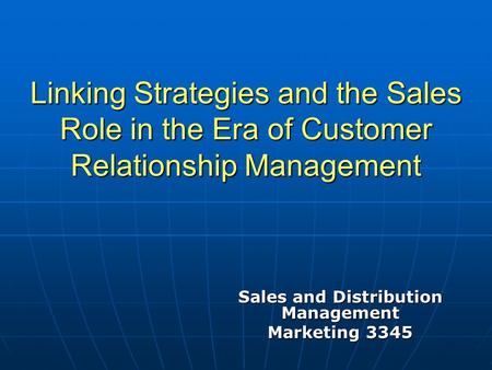 Sales and Distribution Management Marketing 3345
