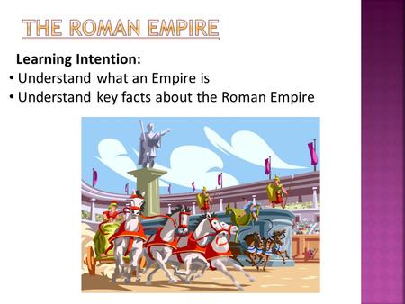 Learning Intention: Understand what an Empire is Understand key facts about the Roman Empire.