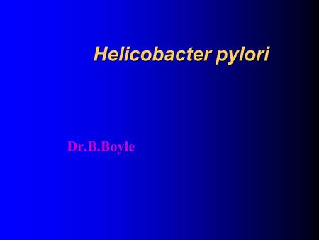 Helicobacter pylori Dr.B.Boyle Contents/Aims of Lecture History Introduction Microbiology Epidemiology and Transmission Pathogenesis Clinical Outcomes.