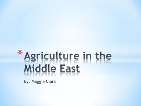 By: Maggie Clark. * My issue is agriculture in the Middle East.