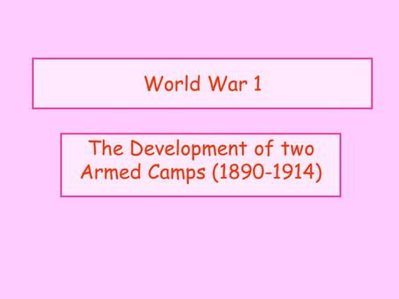 The Development of two Armed Camps ( )