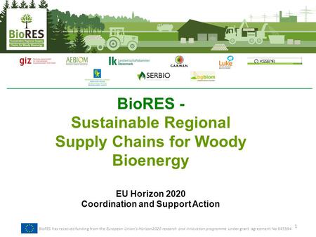 BioRES - Sustainable Regional Supply Chains for Woody Bioenergy EU Horizon 2020 Coordination and Support Action 1 BioRES has received funding from the.