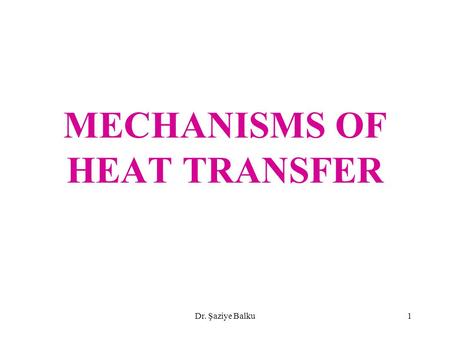 MECHANISMS OF HEAT TRANSFER