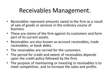 Receivables Management.