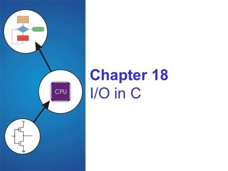 Chapter 18 I/O in C. Copyright © The McGraw-Hill Companies, Inc. Permission required for reproduction or display. 18-2 Standard C Library I/O commands.