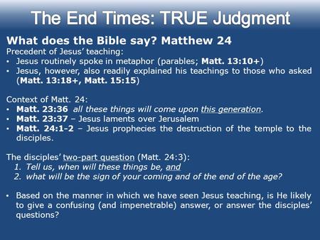 The End Times: TRUE Judgment