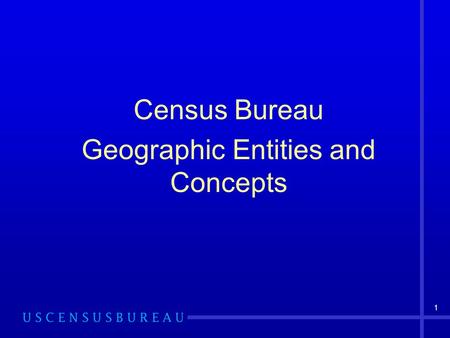 1 Census Bureau Geographic Entities and Concepts.