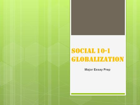 Social 10-1 Globalization