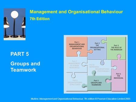 Mullins: Management and Organisational Behaviour, 7th edition © Pearson Education Limited 2005 Management and Organisational Behaviour 7th Edition PART.
