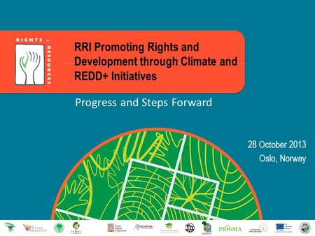 RRI Promoting Rights and Development through Climate and REDD+ Initiatives Progress and Steps Forward 28 October 2013 Oslo, Norway.