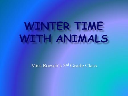 Miss Roesch’s 3 rd Grade Class.  To adapt means to change in order to survive.  During the cold winter season, animals, like people must adapt to their.