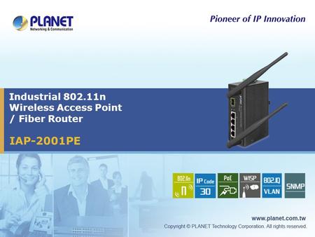 Industrial 802.11n Wireless Access Point / Fiber Router IAP-2001PE.