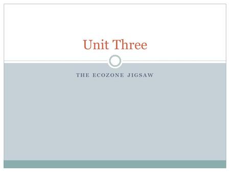 THE ECOZONE JIGSAW Unit Three. What is an Ecozone? A geographical region that shares similar natural and human characteristics What type of characteristics.