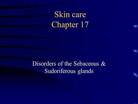 Disorders of the Sebaceous & Sudoriferous glands