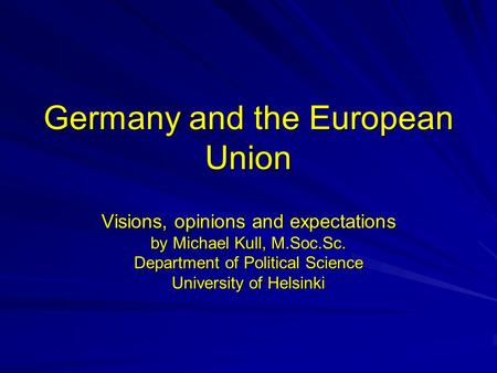 Germany and the European Union