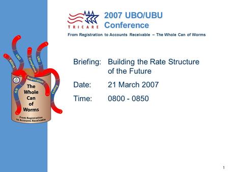 From Registration to Accounts Receivable – The Whole Can of Worms 2007 UBO/UBU Conference 1 Briefing:Building the Rate Structure of the Future Date:21.