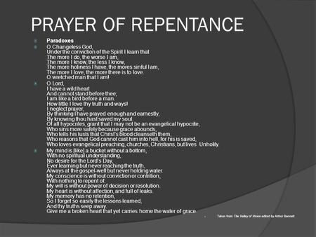 PRAYER OF REPENTANCE Paradoxes