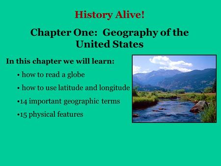 Chapter One: Geography of the United States