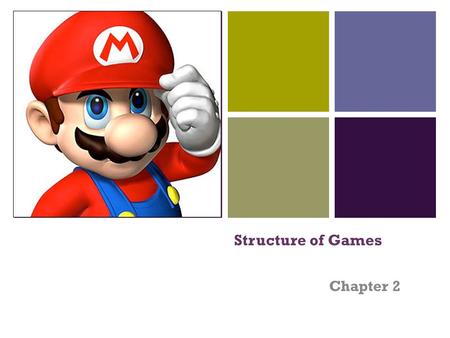 + Structure of Games Chapter 2. + What are different types of games? Do all games share the same exact structure? GamesBoard GamesVideo Games Playground.