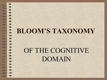 OF THE COGNITIVE DOMAIN