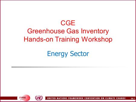 1A.1 CGE Greenhouse Gas Inventory Hands-on Training Workshop Energy Sector.