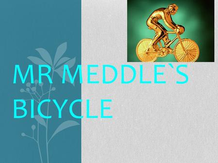 MR MEDDLE`S BICYCLE Introduction Today I am going to talk about a book I read it is called Mr Meddle`s bicycle the author is Enid Blyton.