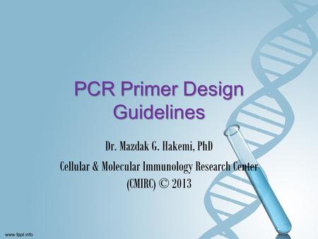 PCR Primer Design Guidelines