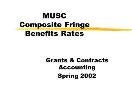 MUSC Composite Fringe Benefits Rates Grants & Contracts Accounting Spring 2002.