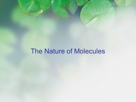 The Nature of Molecules
