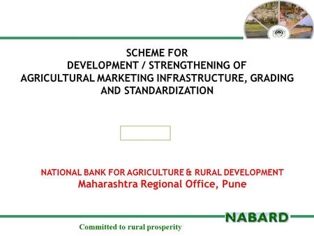 Committed to rural prosperity SCHEME FOR DEVELOPMENT / STRENGTHENING OF AGRICULTURAL MARKETING INFRASTRUCTURE, GRADING AND STANDARDIZATION NATIONAL BANK.