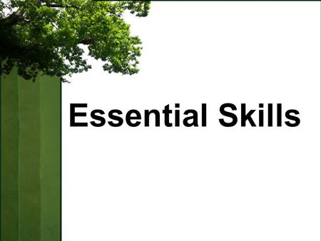Essential Skills. Objectives Understand Essential Skill Requirements Know Implementation Timeline Understand 3 assessment options Know Resources Available.