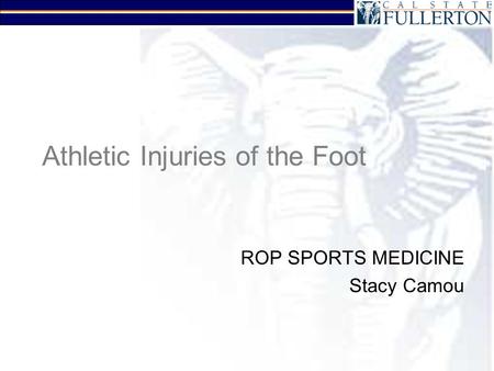 Athletic Injuries of the Foot