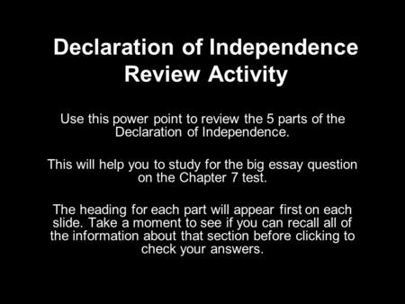 Declaration of Independence Review Activity